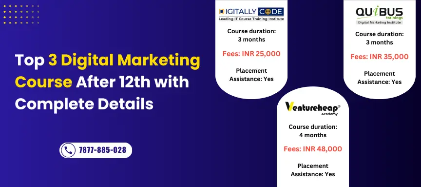 Best 3 digital marketing institute after12th with Complete details