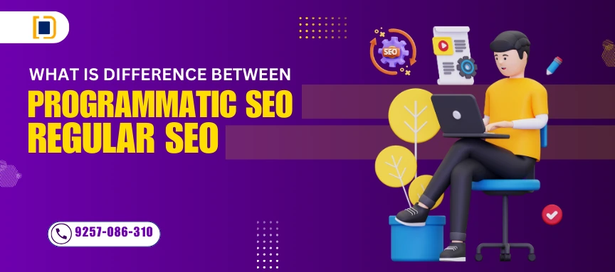 Illustration showing the difference between programmatic SEO and regular SEO techniques